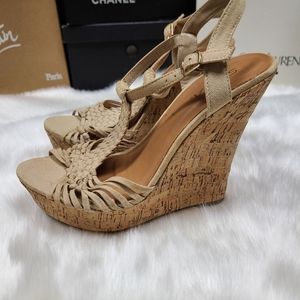 Soda Strappy Platform Wedge Shoes